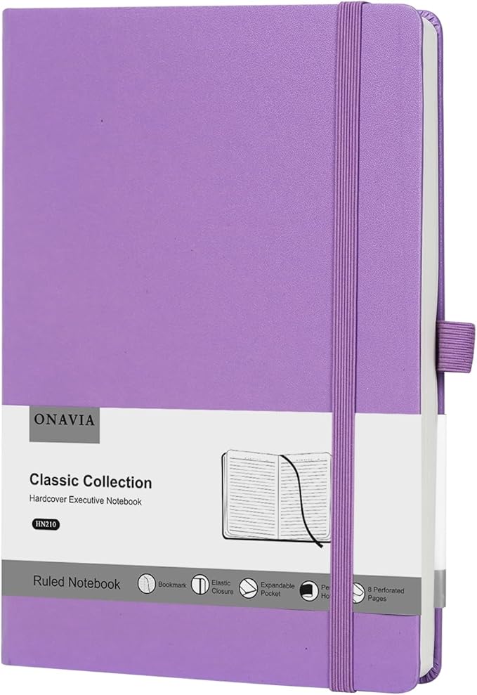 Lined Journal Notebooks for Work, Travel, College, A5 Size 100 GSM Thick Paper, Classic Ruled Journaling Notebook, Hardcover Notepad for Writing 160 Pages, 5.5 x 8.3 inch, Purple