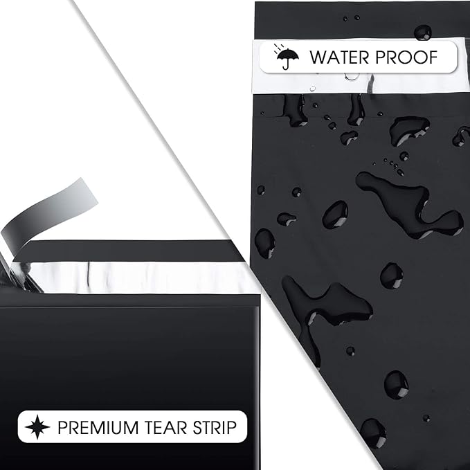 Metronic Poly Mailers 12x15.5 Envelope Mailers 100pack Shipping Bags with Self Adhesive Waterproof and Tear-Proof Postal Bags in Black