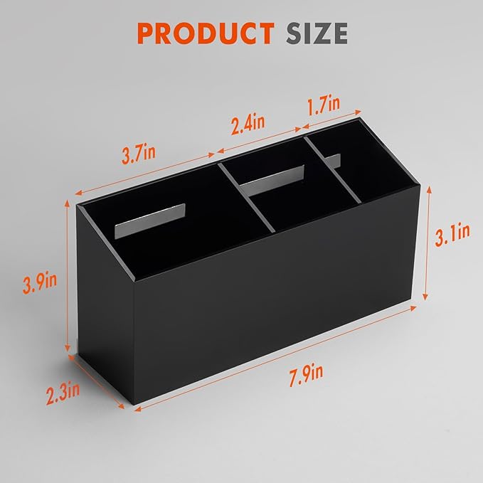 Magnetic Dry Erase Marker Holder, Acrylic Magnet Pen Holder for Whiteboard, Refrigerator, Magnetic Fridge Organizer for Office, Classroom, Whiteboard Maker Holder, Locker Organizer(Black)