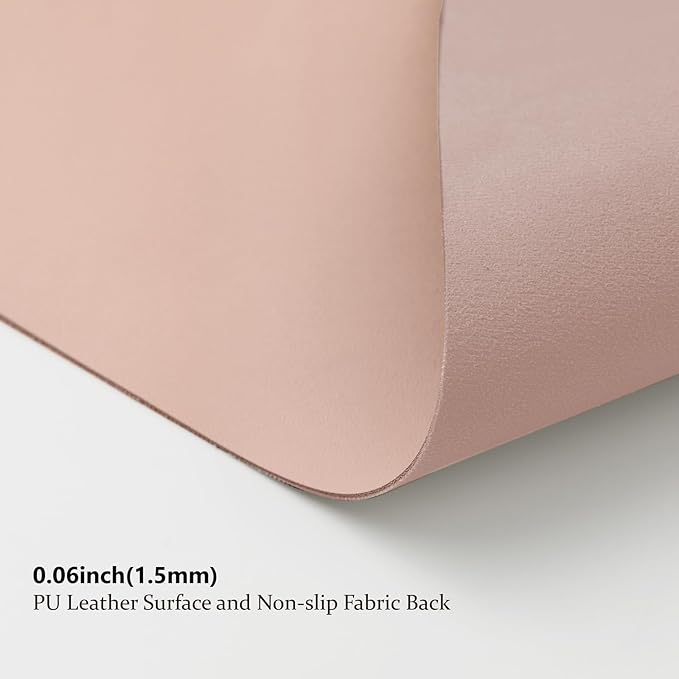 Leather Desk Mat - Small Non-Slip PU Desk Pad for Office and Home - Desk Organization and Accessories - Ideal for Large Mouse Pad and Small Desk Mats on Top of Desks (Pink,23.6"x 13.8")