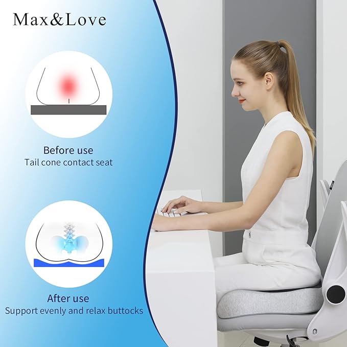 Memory Foam Seat Chair Cushion for Relieves Back Sciatica Pain Tailbone Pain Coccyx Degenerating Disc Orthopedic Osteoarthritis Prostate Cushion Low Back Pain Cushion Hip Shaping (Mixed Colors)