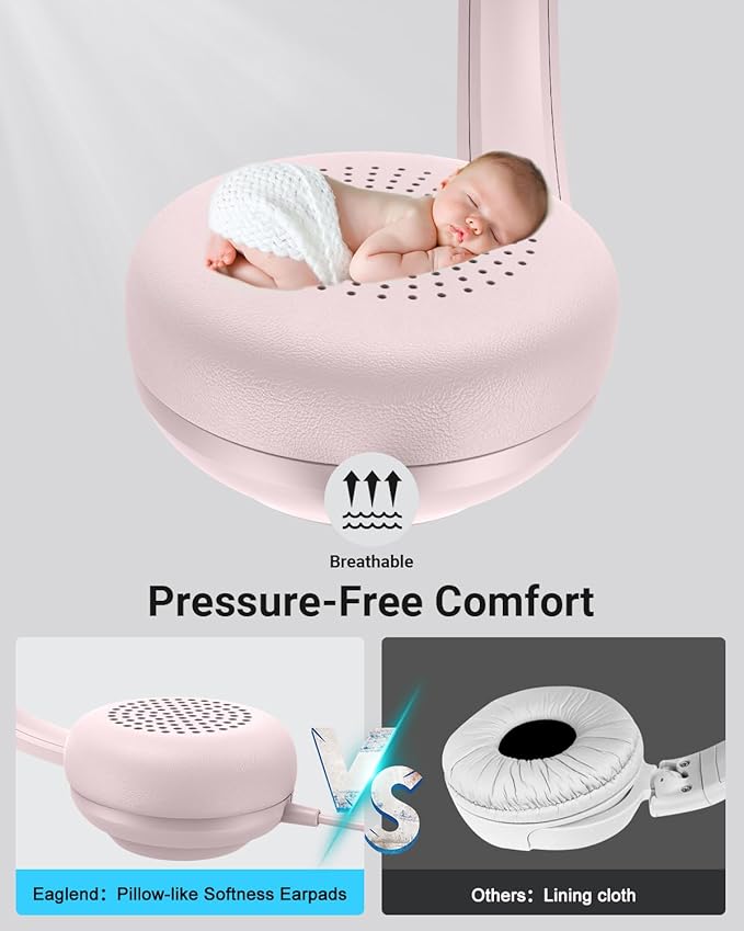 NUBWO HW02 USB Headset with Microphone Noise Cancelling &in-line Control, Ultra Comfort Computer Headphones for Laptop pc, On-Ear Wired Office Call Center Headset for Boom Skype Webinars (Pink)