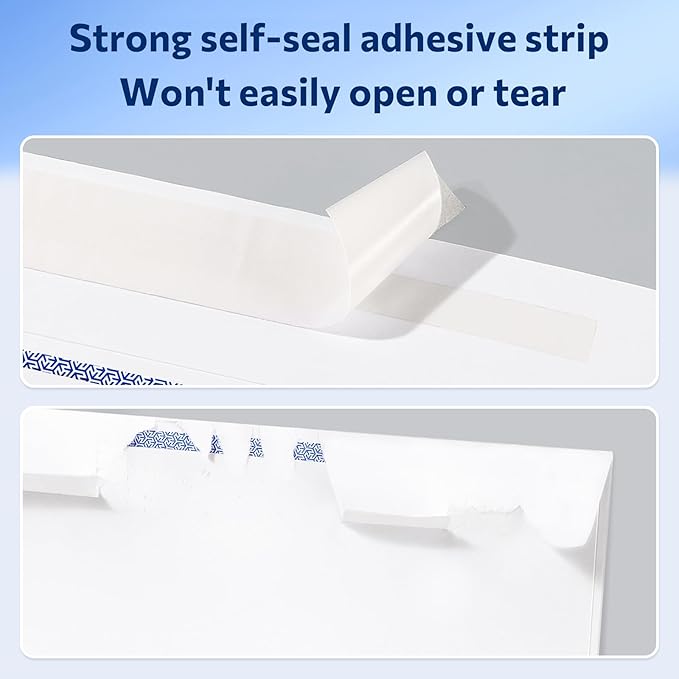 SUNEE Envelopes Self Seal #10 Windowless Mailing Business Envelopes 500 Pack, 4-1/8 x 9-1/2 inch - White Letter Size Envelopes - 24LB - Secure & Printer Compatible for Letters, Checks, Mailings