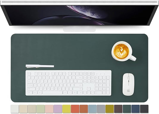 Leather Desk Mat - Non-Slip PU Desk Pad for Office and Home - Desk Organization and Accessories - Ideal for Large Mouse Pad and Desk Mats on Top of Desks (Dark Green,27.6"x 13.8")