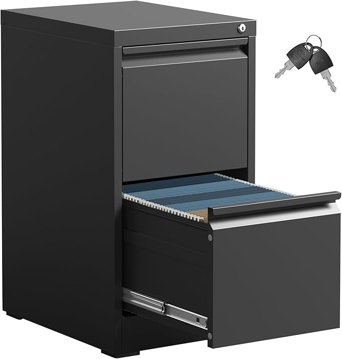 2 Drawer File Cabinet with Lock,Metal Filing Cabinets for Home Office,Steel Vertical File Cabinet,Heavy Duty Metal Storage Cabinet for A4/Letter/Legal Size Files,Assembly Required