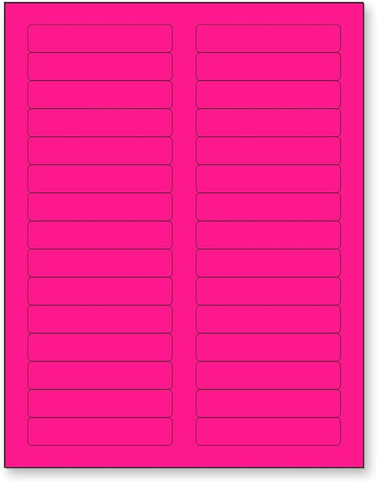 NextDayLabels - 8-1/2 x 11 Neon Color High Light Fluorescent Labels for Laser & Inkjet Printer (Pink Fluorescent, 2/3" x 3-7/16" - 30 Per Page | 750 Labels)