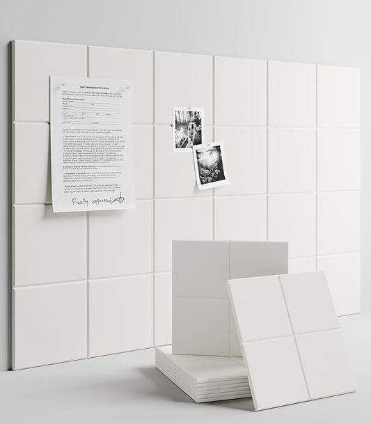 Large Felt Bulletin Board 36" x 24"Cork Board Alternative-6 Pack with 40 Safe Removable Adhesive Tabs, Cork Boards for Walls Cork Board for Home Office Classroom Pin Board-Milky White