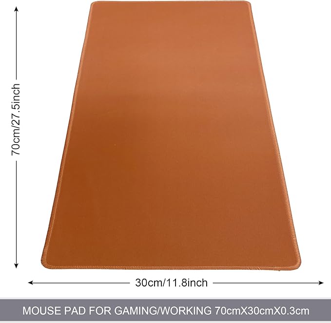 Large Gaming Mouse Pad, Non-Slip Rubber Base, [27.5x11.8IN] Computer Desk Mat for PC, Mac, Laptop - Stitched Edges and Smooth Surface for Office, Home, Work-70x30 BrownJ