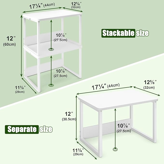MARTY Desktop Printer Stand 2 Pack Printer Stand with Storage for Desk, Printer Shelf Desk Organzier for Home/Office Printer Riser Under Desk Small Table for Printer Fax Machine Scanner(White)