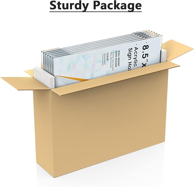 MaxGear 12 Pack Acrylic Sign Holder 8.5 x 11 Wall Mount Sign Holder with Double-Sided Tape, Clear Plastic Sign Holders, Plexiglass Document Flyer Acrylic Frame for Office, Home, Store, Restaurant