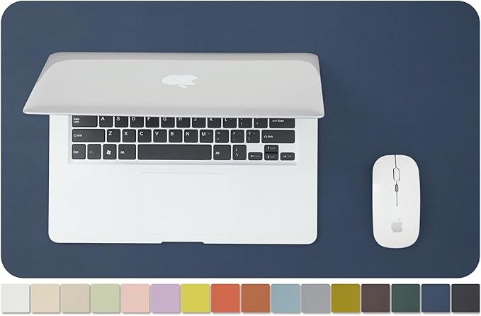 Leather Desk Mat - Small Non-Slip PU Desk Pad for Office and Home - Desk Organization and Accessories - Ideal for Large Mouse Pad and Small Desk Mats on Top of Desks (Dark Blue,23.6"x 13.8")