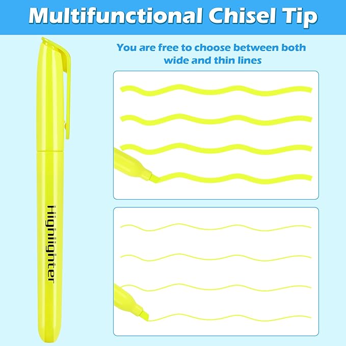 Highlighters Bulk - Quick-Dry No Bleed Markers for Office Classroom School Supplies Adults Kids Teachers Students (Yellow, 60)