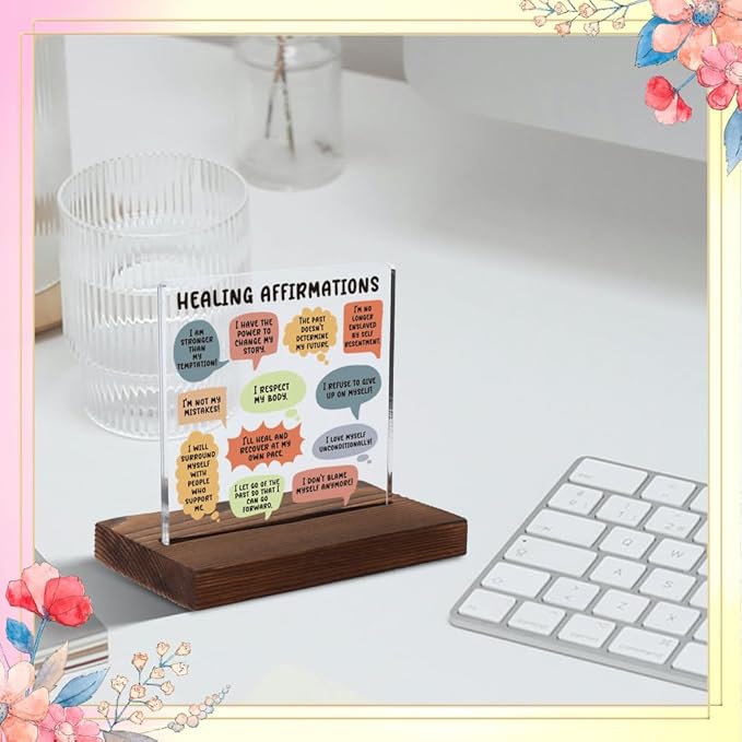 Mental Health Gifts for Women, Encouragement Gifts for Women, Positive Affirmation Gift for Woman,Modern Acrylic Desk Plaque with Inspirational Quotes, 10 x 10 x 1.5 cm,XXD27