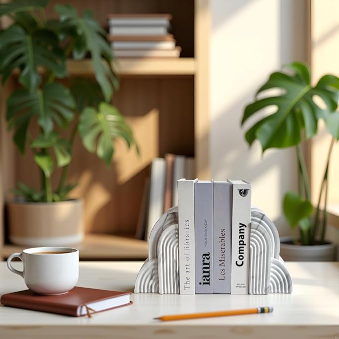 LIFFY Cloud Book Ends Decorative,7 Inch Resin Non-Skid Decorative Bookends for Shelves, Book Ends for Heavy Books,Indoor Morden Book Holder for Home Office Shelf Decor