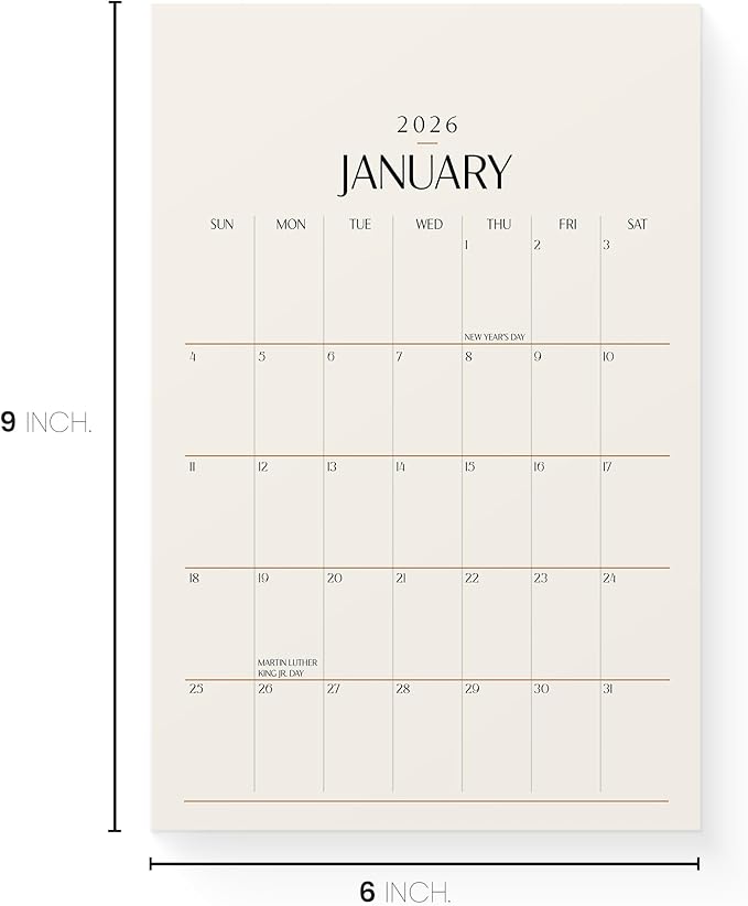 Magnetic Calendar for Refrigerator 2025 - Versatile 6x9 2025 Fridge Calendar Runs Until June 2026 - Easy Planning with Aesthetic Fridge Calendar Magnet - Karto - Beige