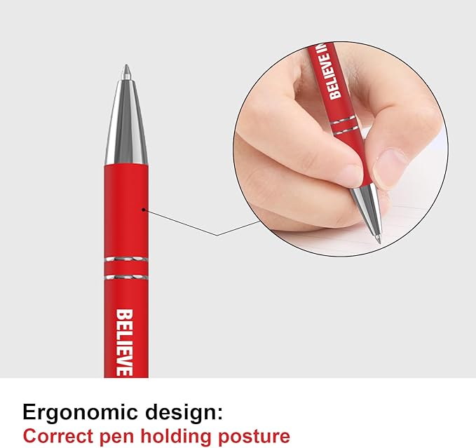 12 Pcs Red Fine Point Ballpoint Pens with Motivational Quotes and Stylus Tips