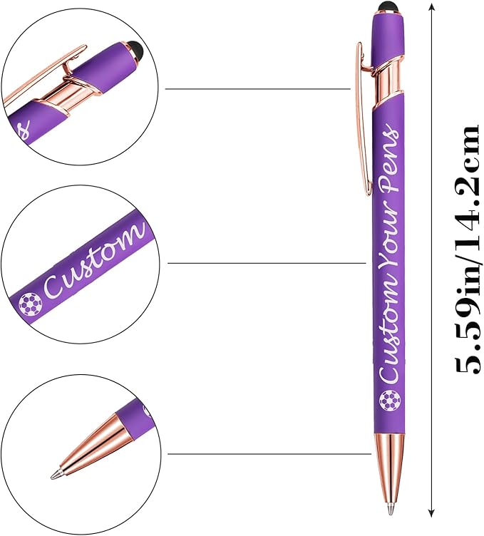 Amlion Personalized Custom Pens with Name Engraved Logo Text,500 Customized Writing Stylus Pen Promotional Item Gift for Men Women Office Business Wedding-Pink