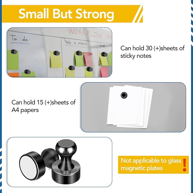 LOVIMAG Fridge Magnets 28Pcs Refrigerator Whiteboard Small Strong Magnet Classroom Kitchen Accessories Decorative Locker Set Decor Must Haves Office Calendar Refrigerador Magnetic Cute Crafts Black