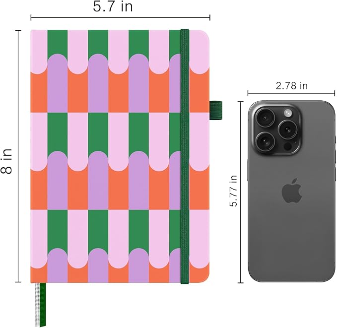 &And Per Se Dotted Journal Notebook for Women&Men with Pattern, A5 Hardcover, 160 Pages 100GSM Thick Dotted Paper, 3 Sheets of Stickers Included(Color Block)