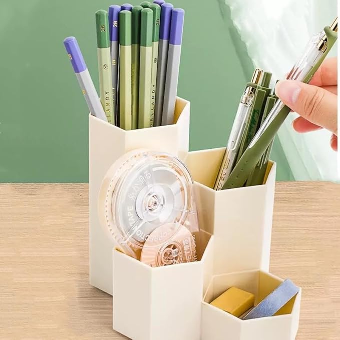 Pencil Holder Pens Cup Pencil Organizer Cute Pencil Holder for Desk with 4 Compartment Desktop Supplies and Accessories for Office/School/Home