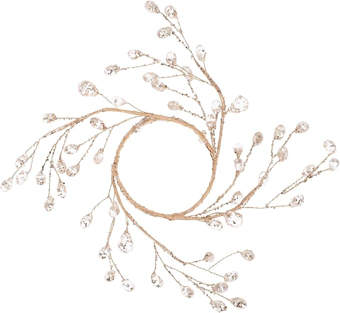 ibasenice Christmas Acrylic Bead Wreath Candleholder Wreath Ring Xmas Party Dining Table Decoration