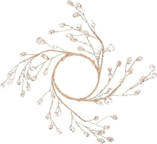 ibasenice Christmas Acrylic Bead Wreath Candleholder Wreath Ring Xmas Party Dining Table Decoration