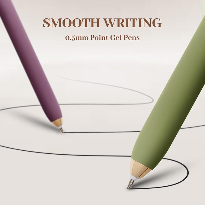0.5mm Gel Pens Black Ink Gel Retractable Cute Pen for Smooth Writing School Office Supplies (Vintage 10-count)