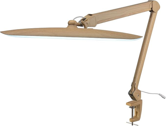 Neatfi XL 2,200 Lumens LED Task Lamp, 24W Super Bright Desk Lamp, 117 Pcs SMD LED, 4 Level Brightness, Dimmable, Task Light for Home, Office, Workbench (Non-CCT, Brown Wood)