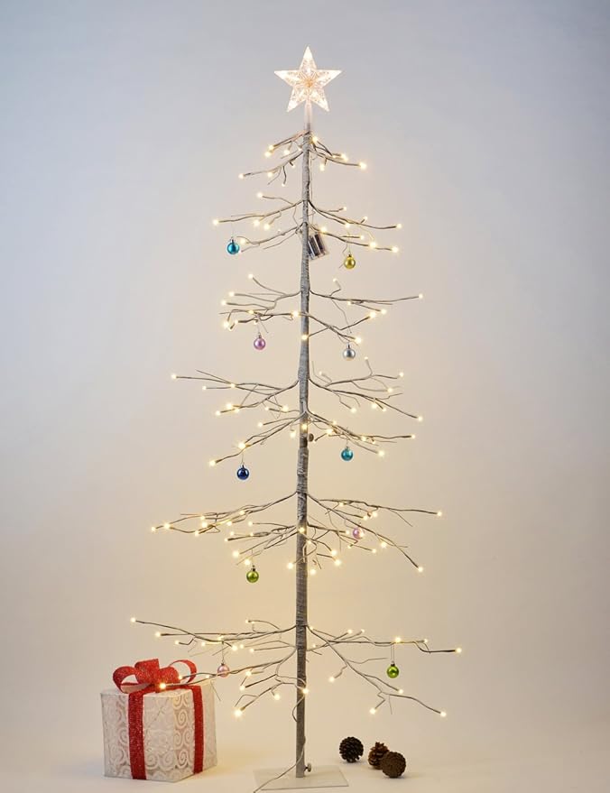 LIGHTSHARE 6 ft. Snowy Fir Tree, 144 LED Lights, for Indoor and Outdoor Use, Warm White, for Home Festival Party Christmas (6FT)