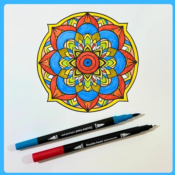 NextG Artz Dual Tip Brush Pens Art Markers, 120 Unique Bright Color, Fineliner & Brush Tip Art Pens for Art Lovers Coloring Drawing Book, Calligraphy Writing, Sketching and Doodling