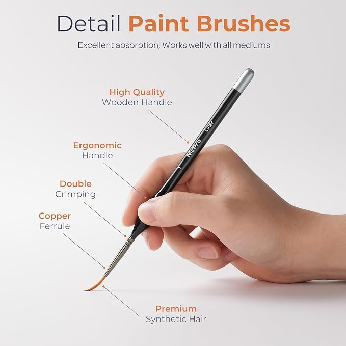 Nicpro Miniature Paint Brushes Drybrush - 21PCS Model Paint Brush Set for Acrylic Oil Watercolor, Detail Paint Brush Dry Brush for Model, Miniature Painting, Paint by Numbers, Craft - with Container