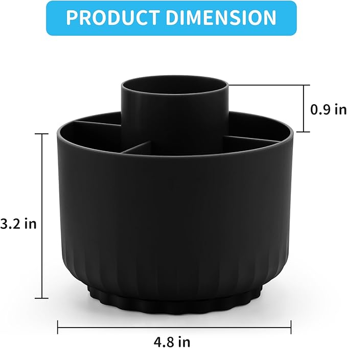 Marbrasse Desk Organizer, 360-Degree Rotating Pen Pencil Holder for Desk, Desk Organizers and Accessories with 5 Compartments Pencil Organizer, Art Supply Storage Box Caddy for Office, Home (Black)