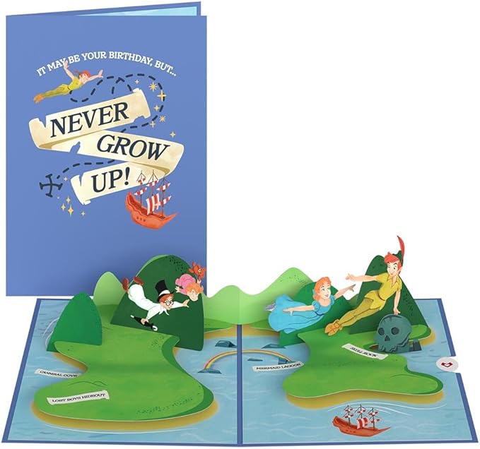 Lovepop Happy Birthday Pop-Up Card for Her and Him- 3D Disney Birthday Greeting Cards for Boys, Girls, Men, Women - Neverland Birthday - 5" x 7" Card - Blank Note Card & Envelope Included