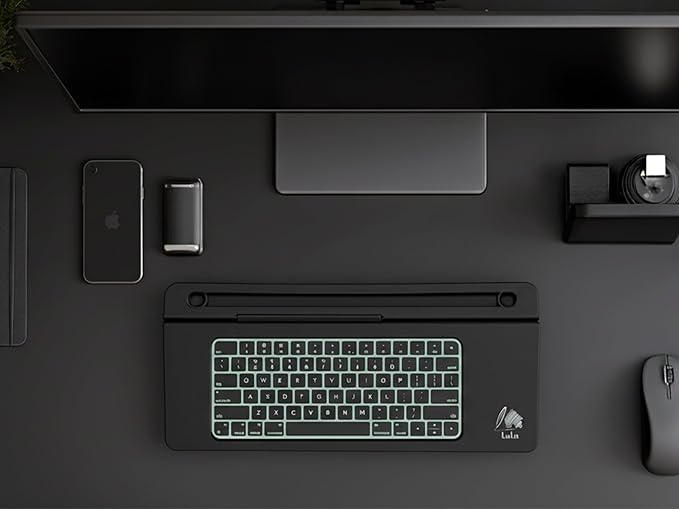 Black Glass Desktop Whiteboard – Modern Dry Erase Board with Storage Drawer for Desk Notes & Organization