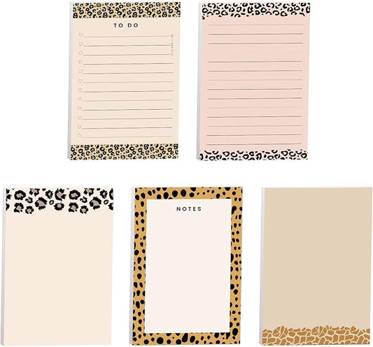 Modern Animal Print Sticky Notes / 4" x 6" Repositionable Sticky Note Pads/Five Unique Pattern Designs/Made in The USA