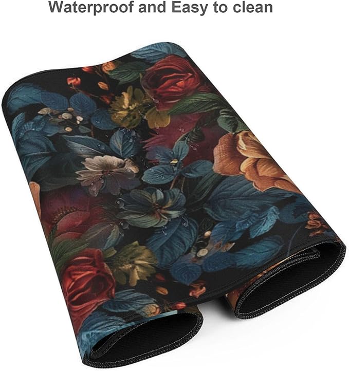 35.4 x 15.7 in, Waterproof XXL Large Mouse Pad for Desk, Extended Keyboard Mouse Mat for Computer Office, Big Laptop Mouse pad, Gaming Pc-Vintage Chic Rose Flowers