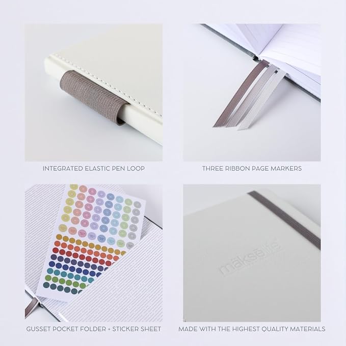 MäksēLife 90-Day Quarterly Planner - Entrepreneur Goal Setting & Project Management, Undated 3-Month Productivity Planner for Small Business Owners, Cream