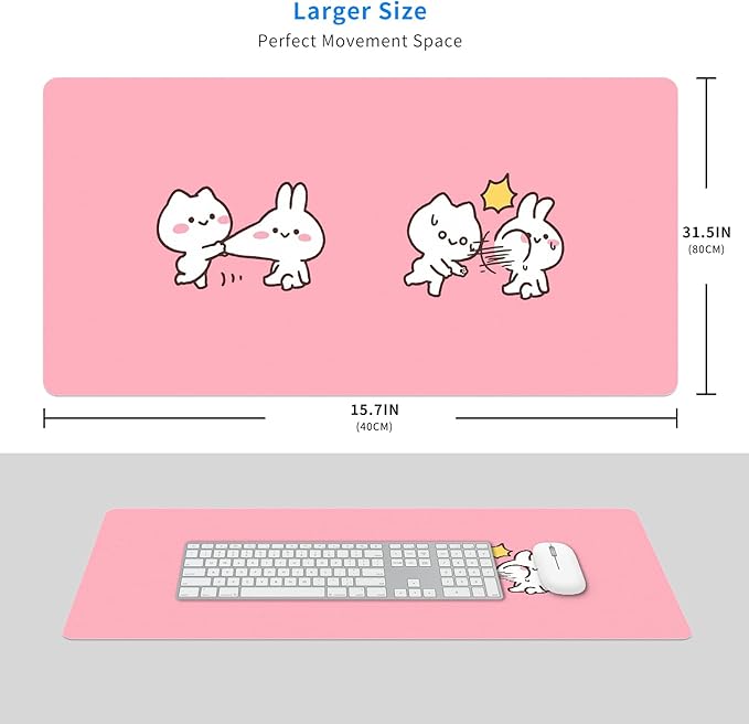 MAYCARI Cute Desk Mat Kawaii Mousepad, Anime Aesthetics Desk Pad XXL Cute Pink Funny Cats Mouse Pad Computer Keyboard Mat, Office Desk Pad Protector 31.5"X15.7"