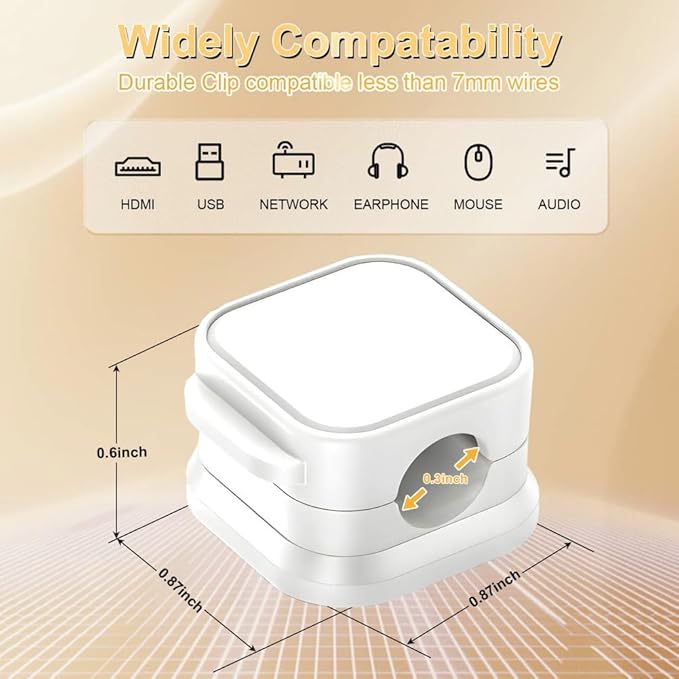 18 Pack Cord Organizer Holder, Magnetic Cable Clips Management, Easy Adhesive Phone Charging Cable Keeper, Hide Or Organize Desk Cable for Kitchen, Office, Car, Nightstand（White and Black）