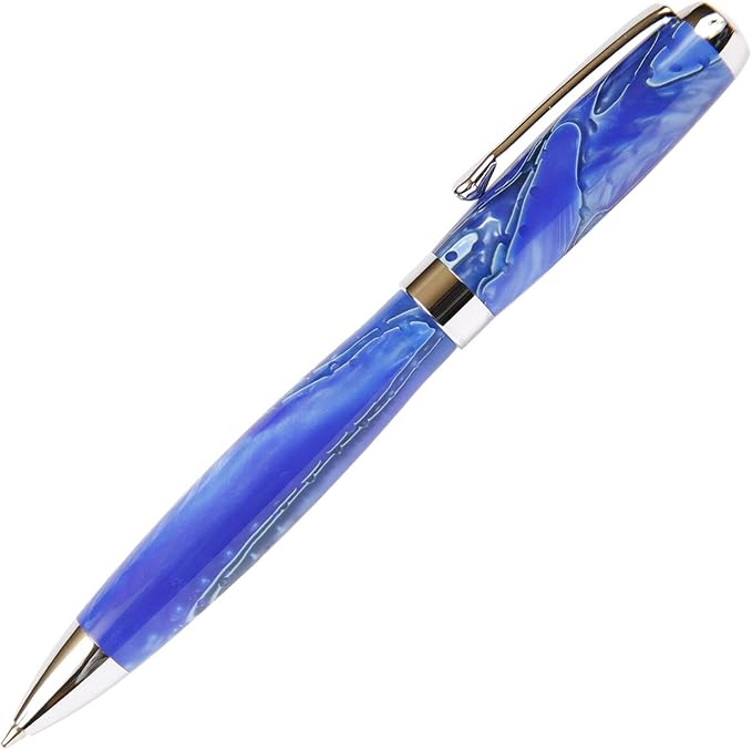 Tuscany Blue & Pearl Ballpoint Pen - Marbleized Gloss Body