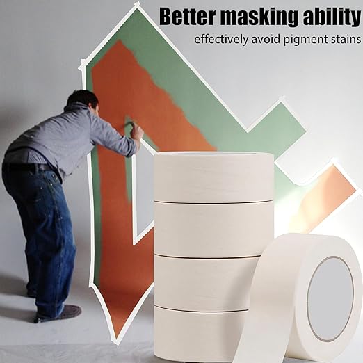 Masking Tape 2 Inch, 10 Pack White Masking Tape Bulk for General Purpose Use, 2 Inches X 55 Yards X 10 Rolls (550 Total Yards)