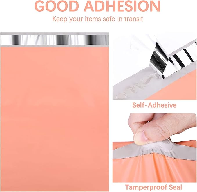 Metronic Poly Mailers 10x13 300 Pcs, Strong Adhensive Shipping Bags for Clothing, Medium Mailing Bags for Small Business, Shipping Envelopes, Tear-resistant Packing Bags in Peach Pink