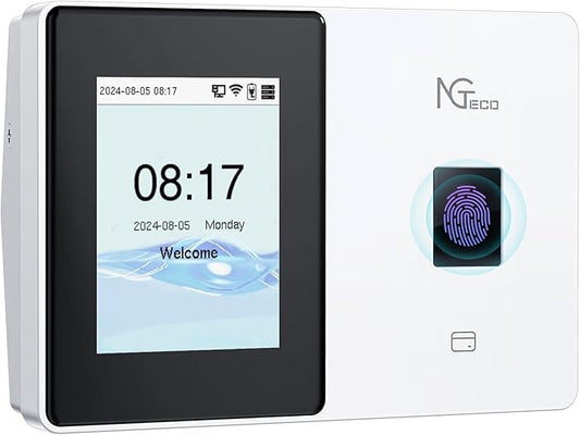 NGTeco Cloud Time Clock - 5GHz WiFi Time Clocks for Employees Small Business, Upgraded TC2 Fingerprint Time Clock Punch Machine with Remote Control Software ＆ iOS/Android App (0 Monthly Fee)