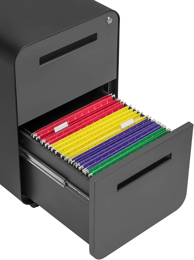 Laura Davidson Furniture Stockpile 2-Drawer Modern Mobile File Cabinet, Commercial-Grade (Black/Grey)