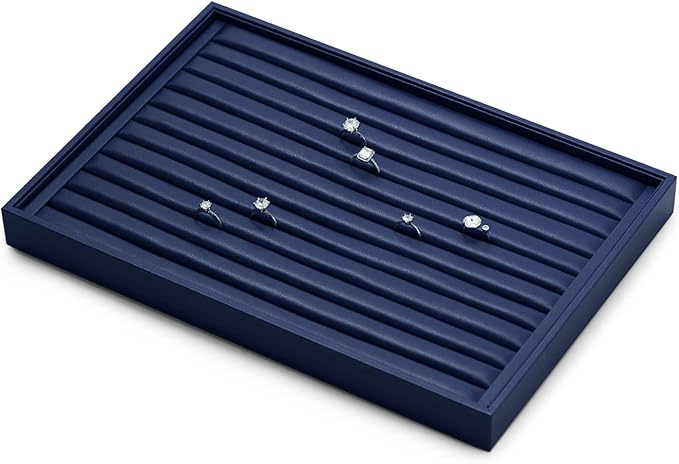 Oirlv Elegant Blue Ring Organizer Tray Stackable Jewelry Trays Jewelry Drawer Organizer Ring Earring Storage
