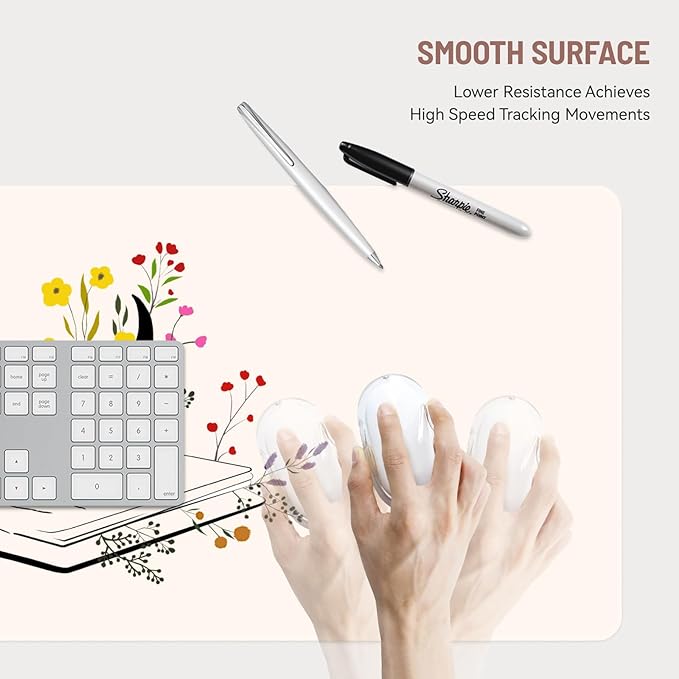 Mousepad Desk Mat Gaming Large Keyboard Cute Office Desktop Computer Laptop XXL Long Big Kawaii Aesthetic Girly Pretty Design Women Girl Gamer Oversized Wide 30x12'' Mousepad, Cat Book