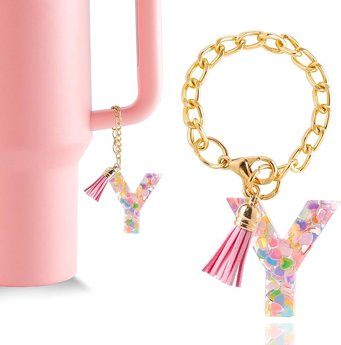 Letter Charm Accessories for Stanley Cup 1 PCS Cute Initial Keychain Handle Charm for Stanley Tumbler for Women