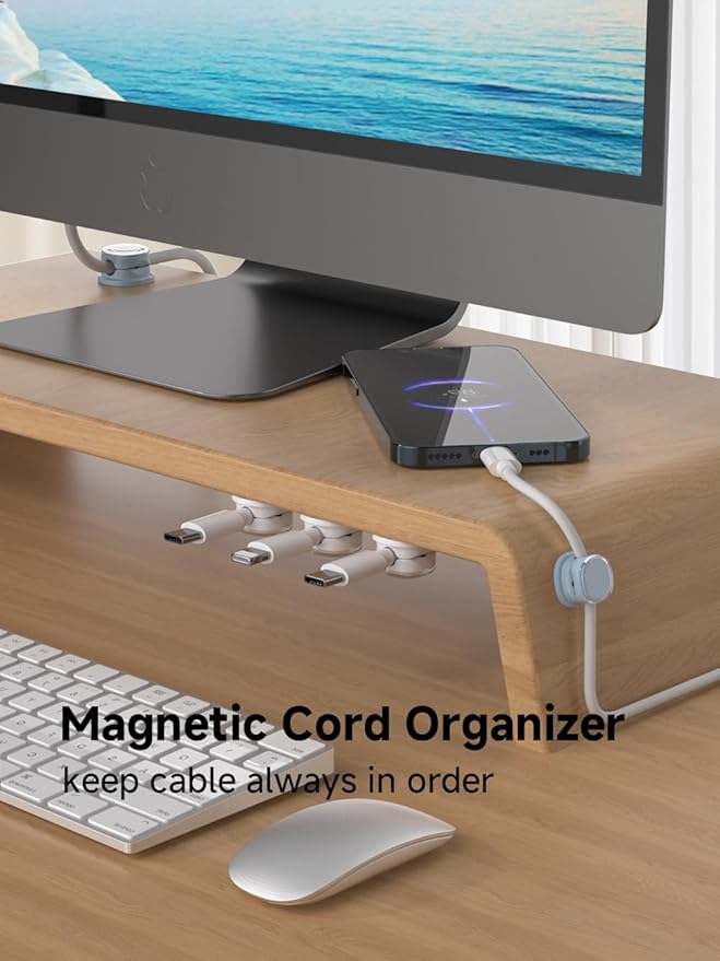 Magnetic Cable Clips, Adjustable Cord Holder Management, Adhesive Wire Keeper Organizer for Home Office Desk Phone PC Car Wall Desktop Nightstand Appliance (9-PCS White & Blue)