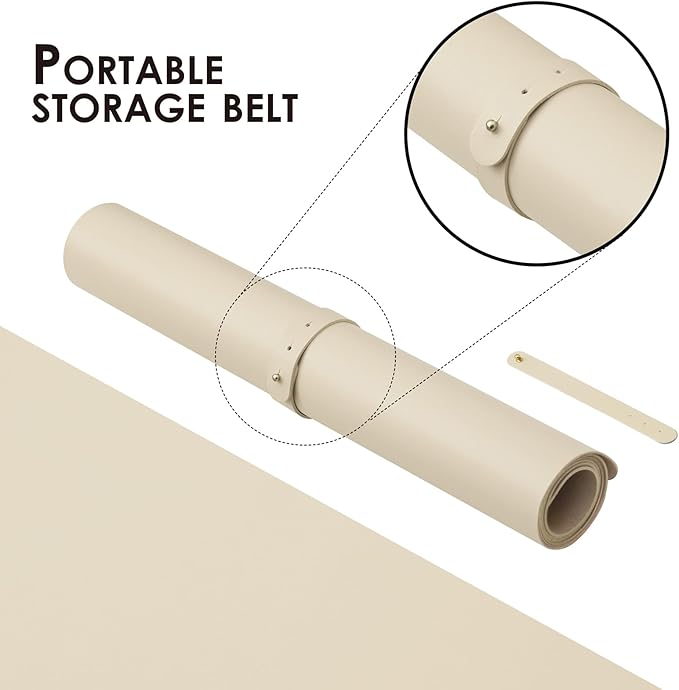 Leather Desk Mat - Small Non-Slip PU Desk Pad for Office and Home - Desk Organization and Accessories - Ideal for Large Mouse Pad and Small Desk Mats on Top of Desks (Beige,23.6"x 13.8")