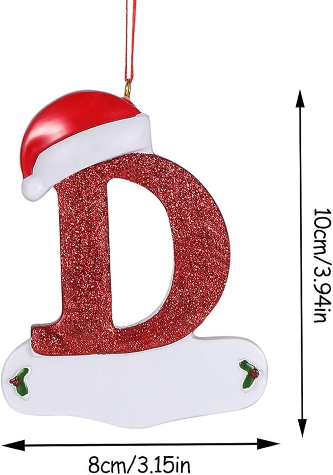 Personalized 26 Letters Ornaments for Christmas Tree 2025, Custom Christmas Ornament with Family Member's Names 3D Resin Xmas Hanging Pendant Original Gifts for Family Friends(D)